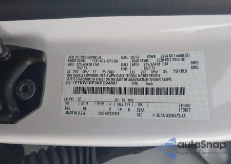 2019 Ford F-150 Xlt z USA, uszkodzony, nr VIN 1FTEW1EP3KFD24897